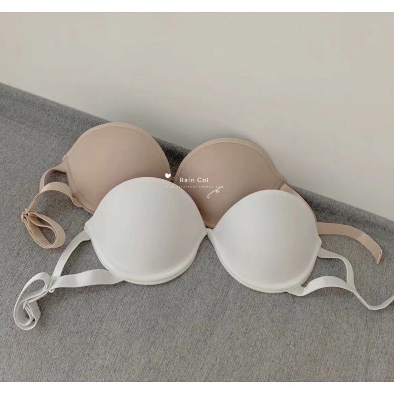 Áo lót cup ngực VIC có Gọng nâng ngực mặc đầm váy hở lưng đệm tim Silicon bám ngực dây trong Vic428