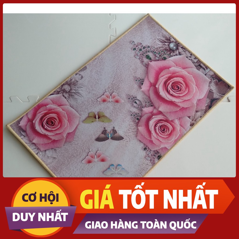 Thảm Chùi Chân 3D  Mẫu Hoa Đẹp,Chất Nỉ Nhung, Thấm Nước, Chống Trơn Trượt, Kích Thước 40x60cm