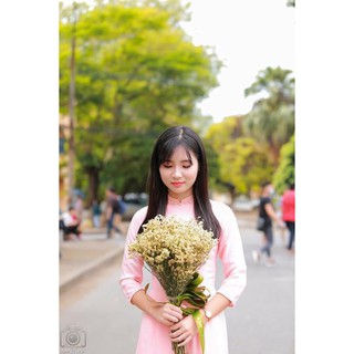 Áo dài trơn màu hồng cam (cả bộ)