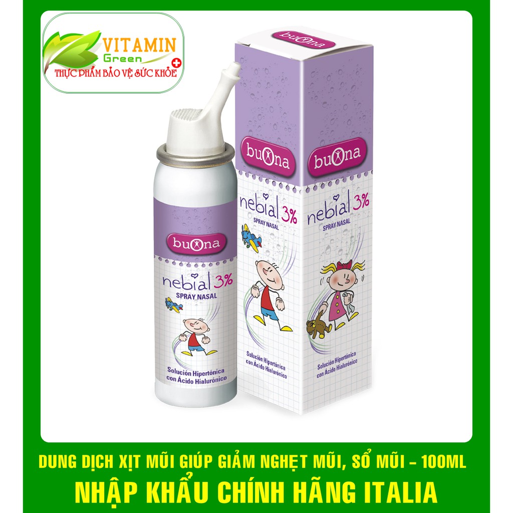 BUONA NEBIAL 3% SPRAY DUNG DỊCH XỊT MŨI GIÚP PHÒNG VÀ ĐIỀU TRỊ VIÊM ĐƯỜNG HÔ HẤP TRÊN | NHẬP KHẨU CHÍNH HÃNG ITALIA