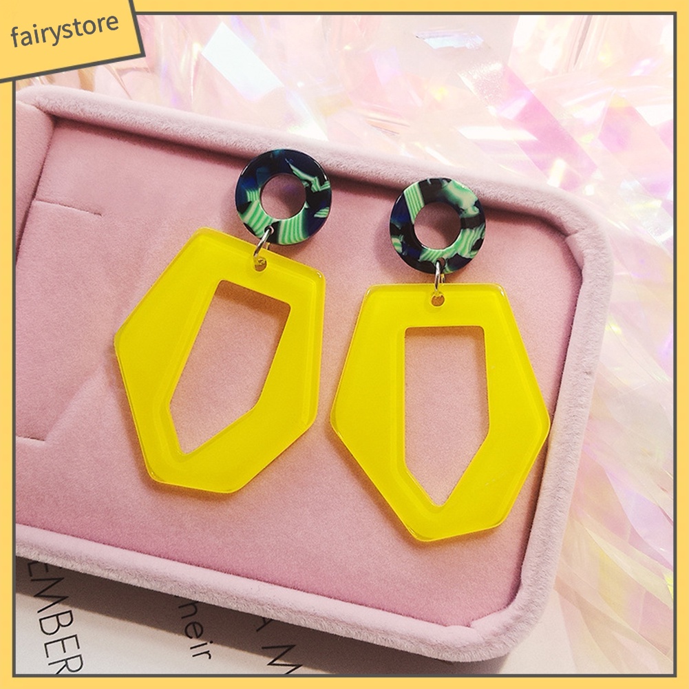 Đôi bông tai kiểu lục giác thời trang bắt mắt cho nữ