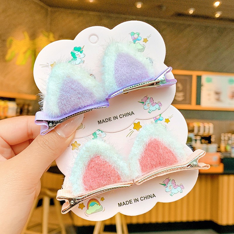 [Bộ 2] Kẹp Tóc Dễ Thương Tai Hoạt Hình Lông Phụ Kiện Thời Trang Cho Bé AB055