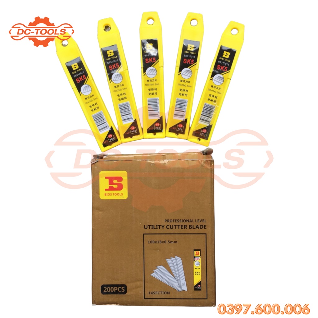 Hộp 10 lưỡi dao rọc giấy,  dùng cho học sinh, văn phòng phẩm loại to Bosi, Gosi Đồ Nghề DC
