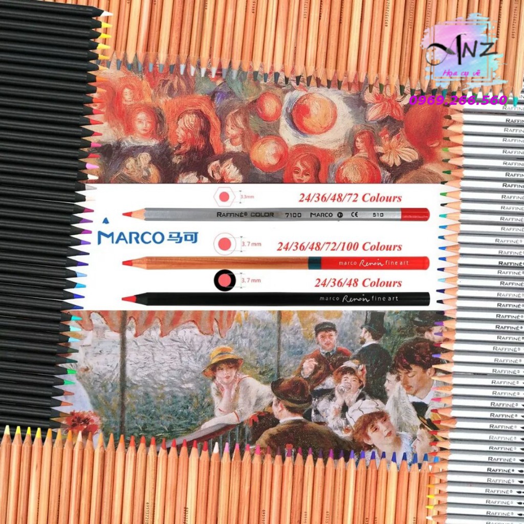 Chì màu gốc dầu CAO CẤP Marco Renoir 24/36/48/72/100/120 màu