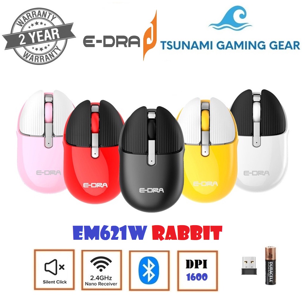 [Mã SKAMSALE03 giảm 10% đơn 200k] Chuột không dây Bluetooth/ Wireless E-Dra EM621W Rabbit BH 2 năm chính hãng