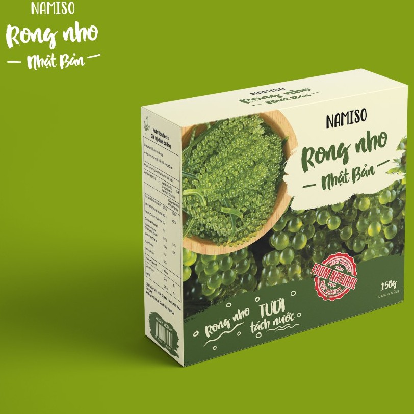 Rong nho tách nước Namiso, rong nho tách nước kèm nước chấm mè rang hộp 6 gói | BigBuy360 - bigbuy360.vn