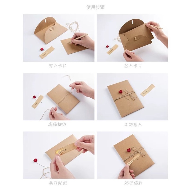 -Thiệp kraft kèm hoa giấy xinh xắn