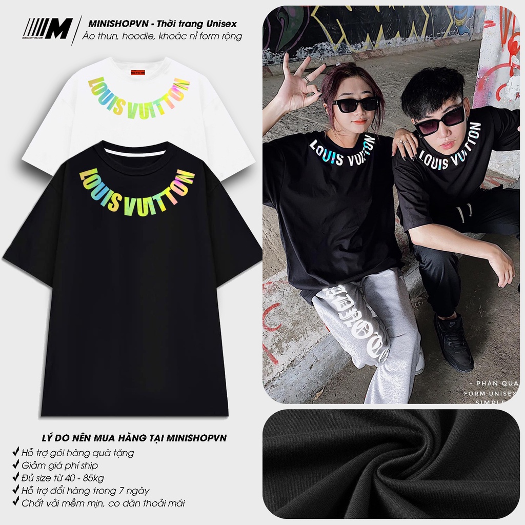 Áo thun phản quang LV nam nữ áo phông tay lỡ form rộng chất cotton mềm mát siêu đẹp
