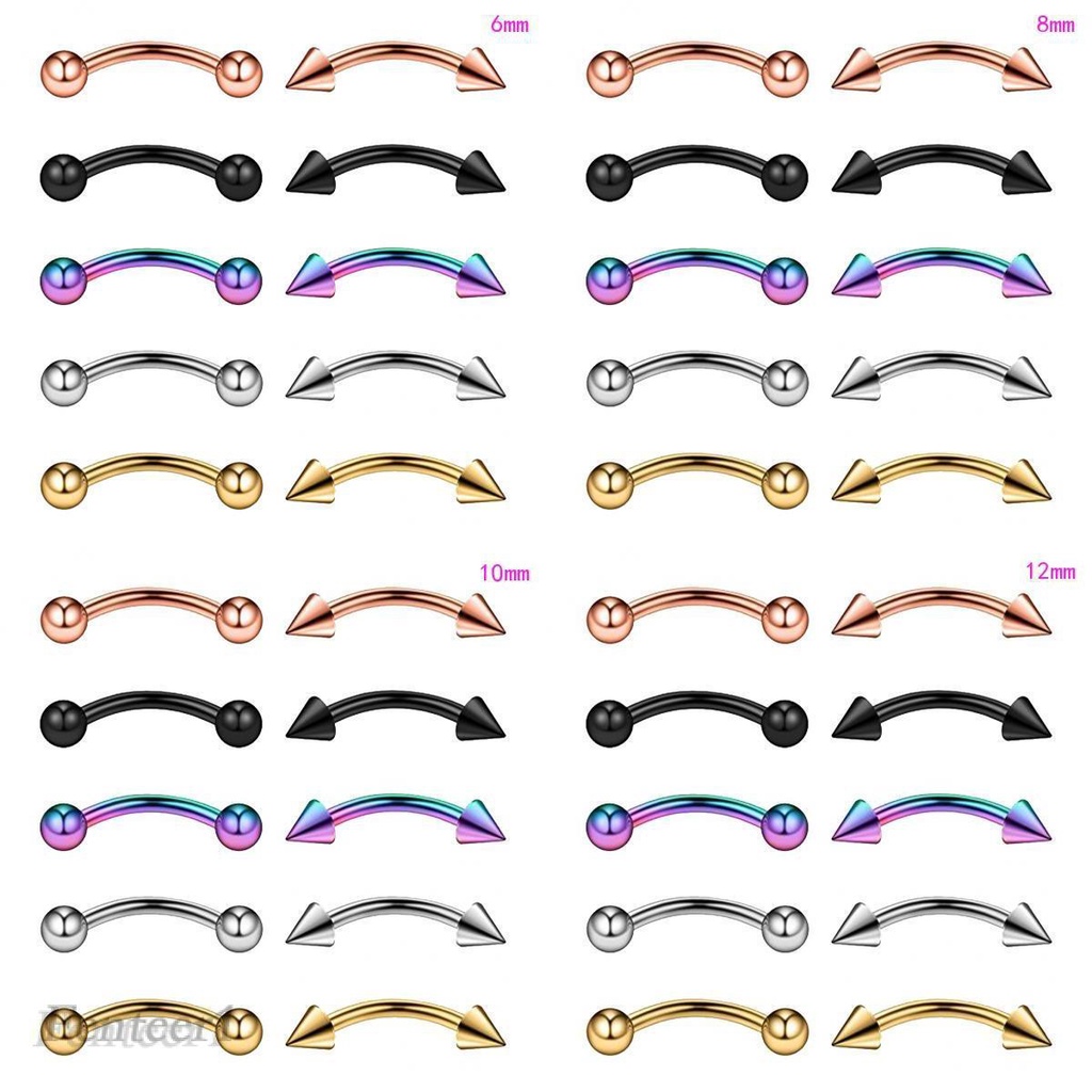 [Fenteer1] Set 10 Khuyên Xỏ Cơ Thể / Lông Mày / Môi / Tai / Gợn Sóng Dạ