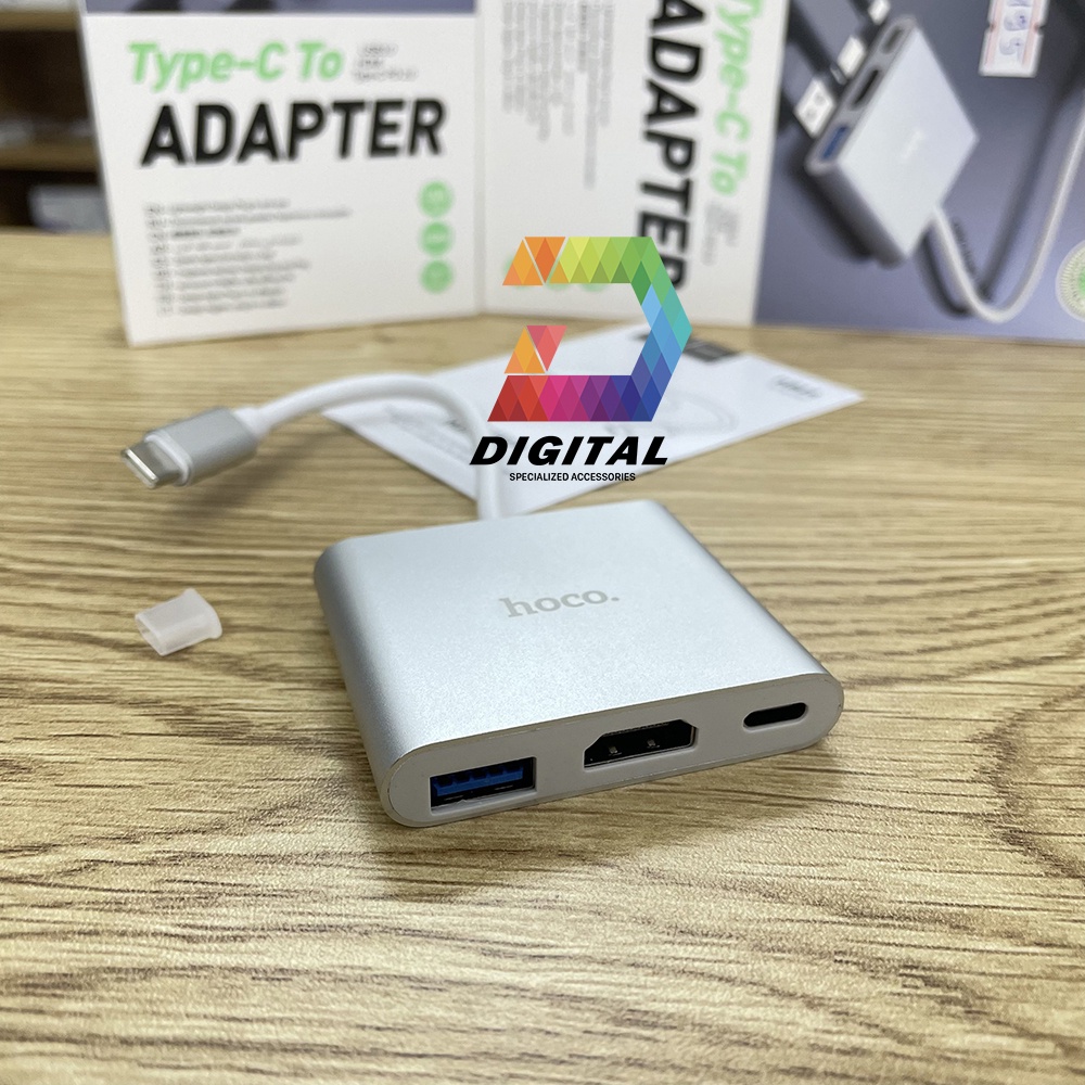 Hub Chuyển Type C Ra USB 3.0 , HDMI &amp; PD 2.0 Hoco HB14 Chính Hãng