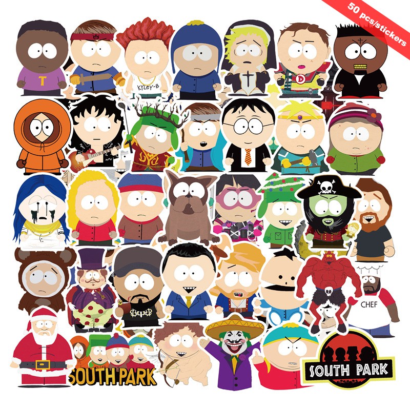Y&P| Hình Dán Chống Nước South Park Phim Hoạt Hình Mũ Bảo Hiểm Máy Tính Xách Tay Hành Lý Dán Thiết Lập, 50 tờ