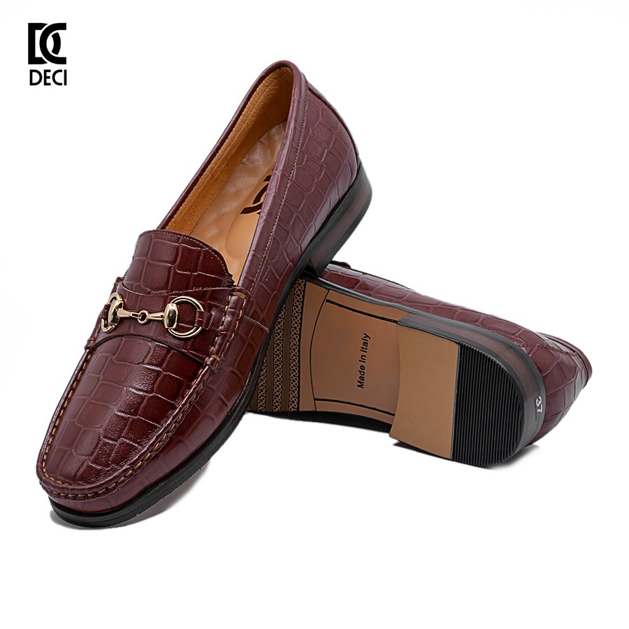 [Mã LT200 giảm 200K đơn 699K] Giày lười công sở da bò dập vân nhập khẩu cao cấp DECI PHIP 23