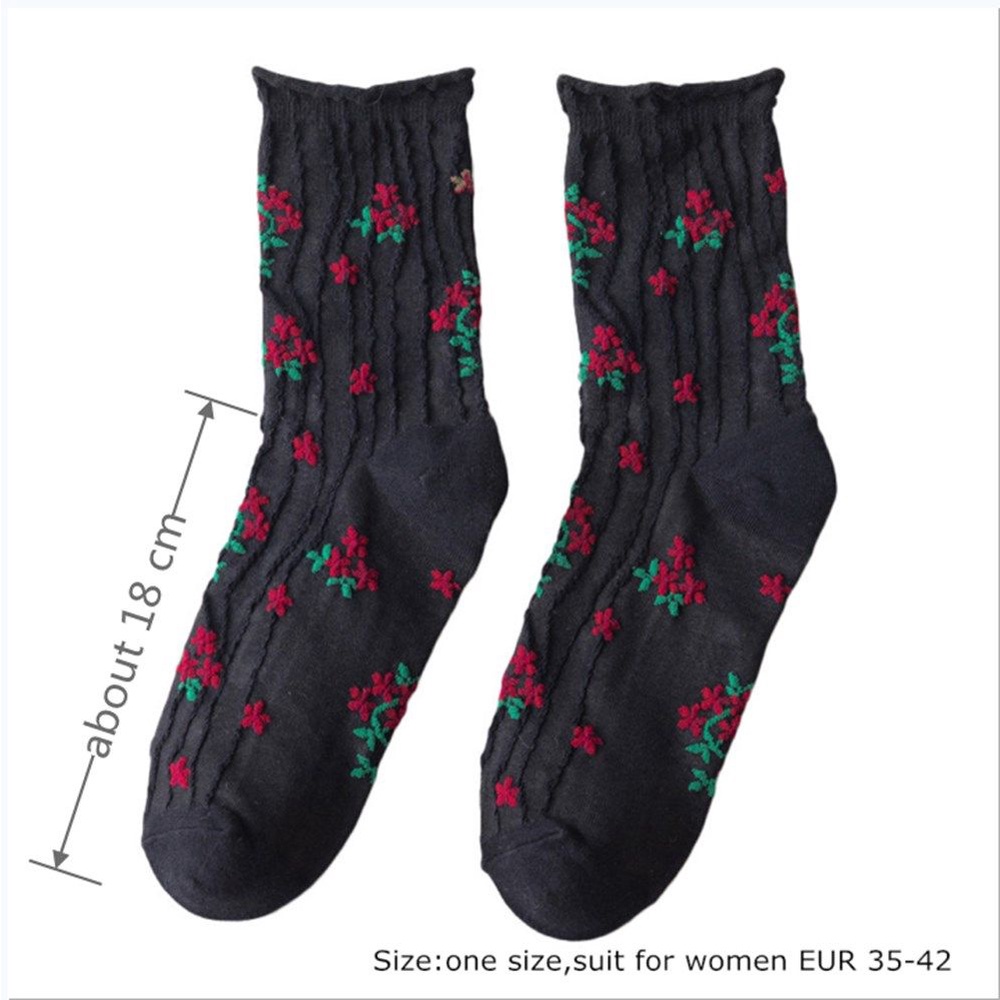 Đôi tất trơn phối ren hoa đơn giản phong cách Nhật Hàn nhiều màu sắc tùy chọn cho nữ