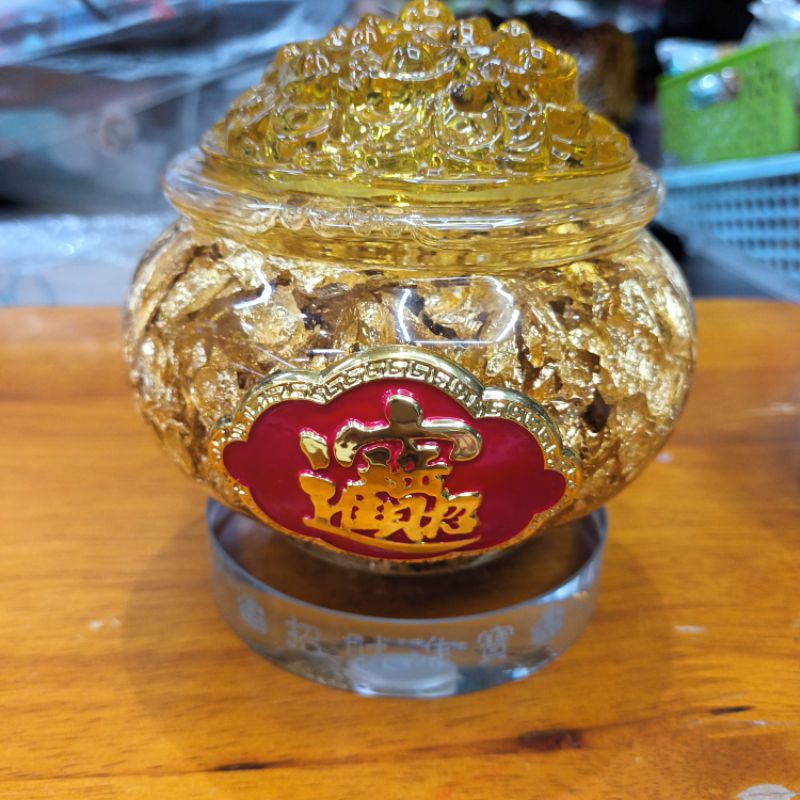 Túi lá vàng đặt bàn Thần tài sung túc cả năm, đặt làm làm việc, quầy thu ngân, két sắt thu hút tài lộc