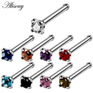 Alisouy 1 Thép 20G Pha Lê Đá Quý Hình Thẳng Mũi Mũi Mũi Piercings Rõ Ràng Đen Mũi Xương Nazir Xuyên Nostril Bông Tai Piercings Trang Sức