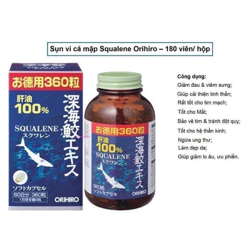 Viên uống Sụn Vi Cá Mập Orihiro Squalene 360 viên Nhật Bản