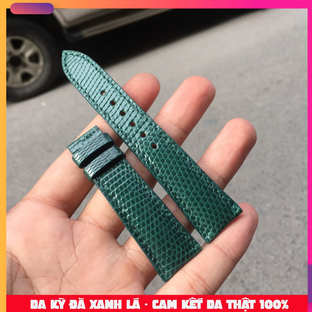 Dây đồng hồ da kỳ đà nhập khẩu màu xanh lá đủ size [TẶNG KHÓA VÀ TOOL THAY]