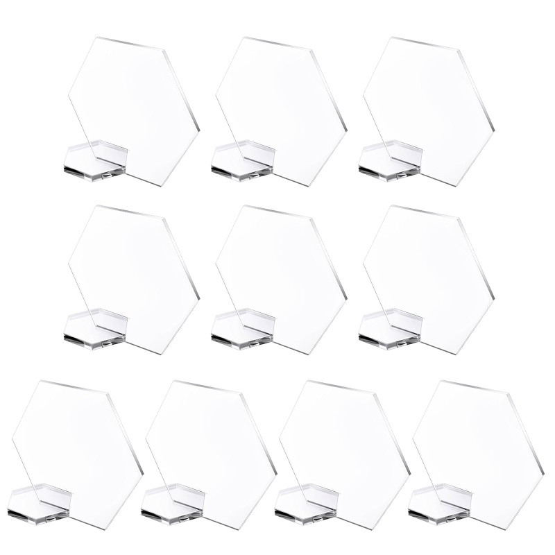 Set 10 Thẻ Đánh Dấu Số Bàn Bằng Acrylic Hình Lục Giác Kèm Giá Đỡ Tiện Dụng Cho Đám Cưới