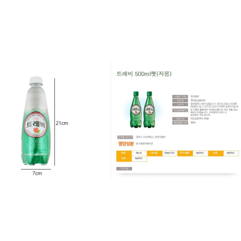 [LOTTE] NGK TREVI KHÔNG ĐƯỜNG HƯƠNG BƯỞI 500ml - [롯데] 트레비 자몽 500ML
