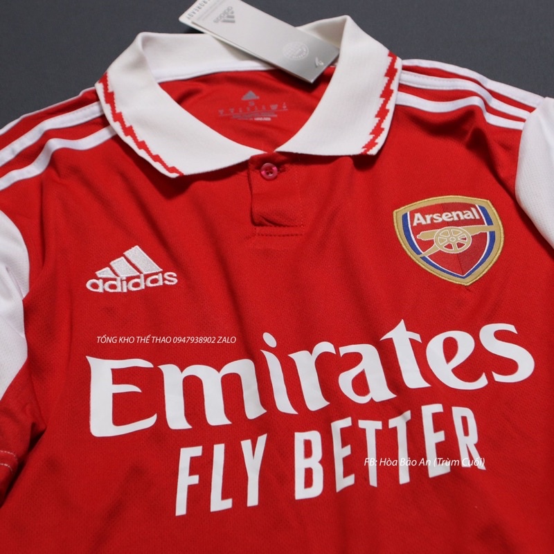 Bộ quần áo đá banh CLB Arsenal 2023 có cổ màu đỏ hàng cao cấp
