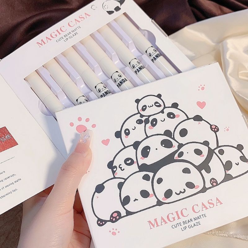 Set 6 son kem lì magic casa gấu trúc vỏ trắng