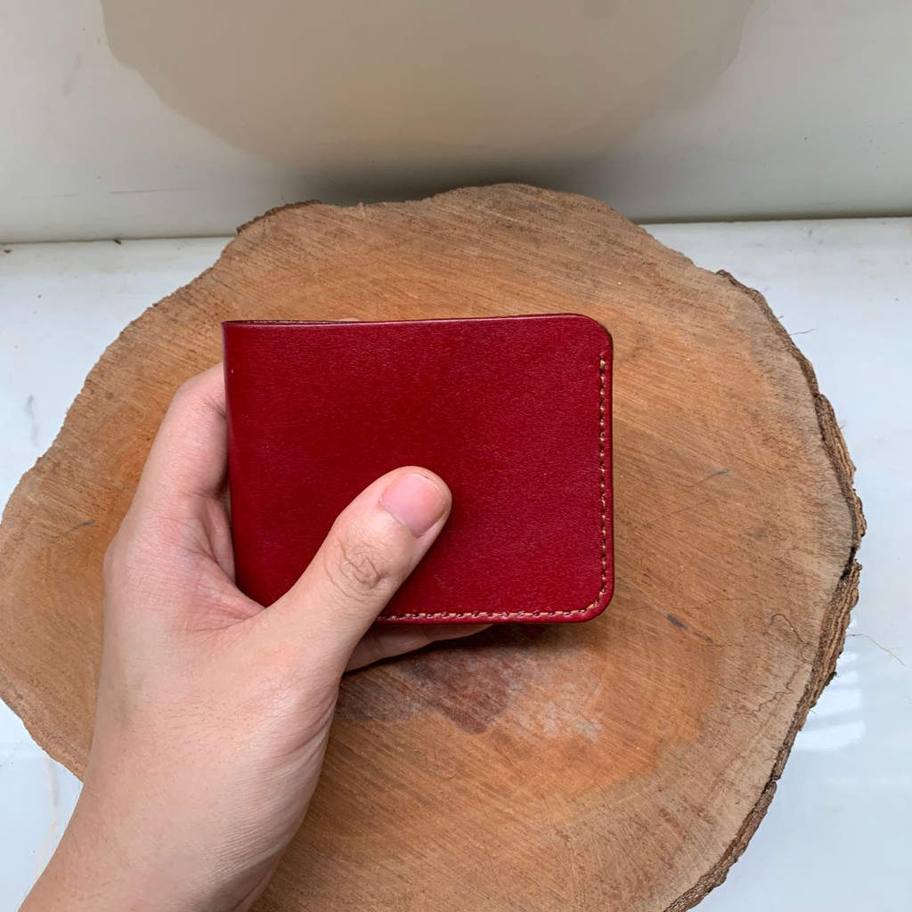 Ví nam da bò - nhuộm màu đỏ đô - thiết kế đơn giản mà không kém đi phần thời trang MC009