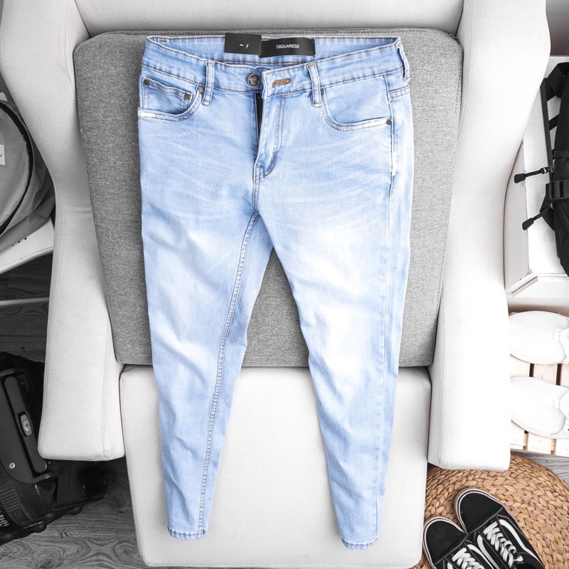 Quần jean nam in chữ thời trang - ống ôm jean co giản