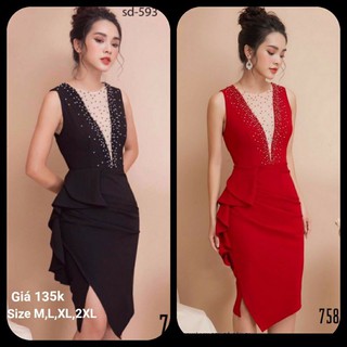 Đầm cổ v kết cườm size m, l,xl,2xl,3xl