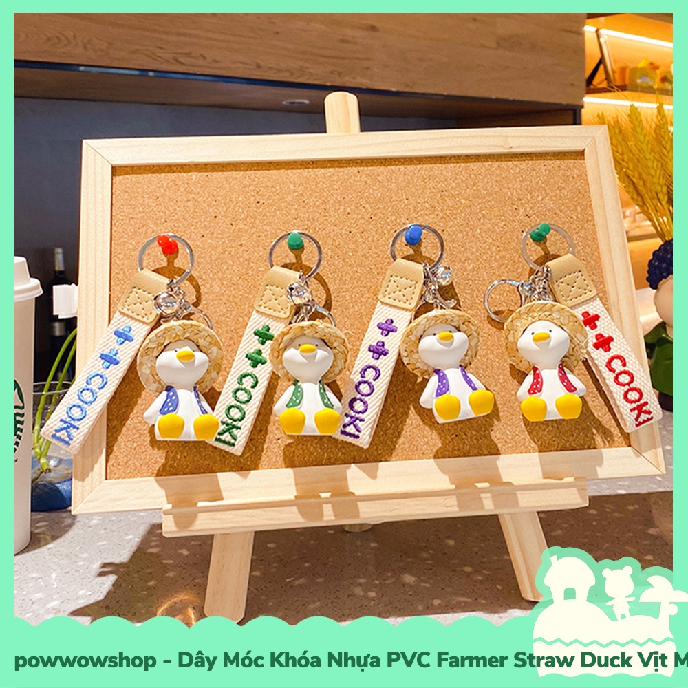 [Sẵn VN - Hỏa Tốc] Dây Móc Khóa Nhựa PVC Mẫu Farmer Duck Straw Hat Vịt Nông Dân Mũ Rơm