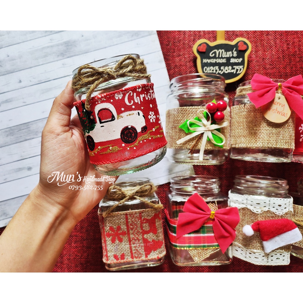 Hũ thủy tinh Giáng Sinh trang trí sẵn - Lọ chai Noel Christmas ❄⛄