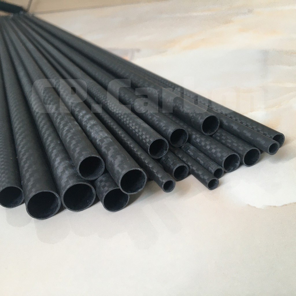 Ống carbon 3K đường kính 5mm/ 7mm/ 8mm/ 9mm/ 10mm/ 12mm dày 0.5mm