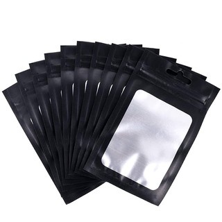 Set 50/100 túi Zip Hologram màu đen tiện lợi đựng trang sức, thực phẩm tiện lợi