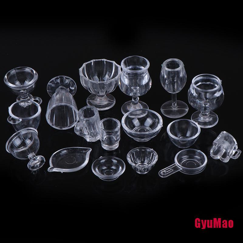 Bộ 17 Món Đồ Chơi Dụng Cụ Ăn Uống Trong Suốt Cho Nhà Búp Bê Tỉ Lệ 1:12