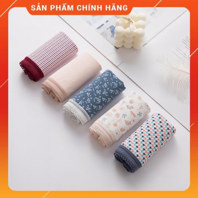 Quần Lót Nữ ❤️ Quần lót Nữ Cotton Cao Cấp Mềm Mịn Viền Ren Phối Họa Tiết Nổi Bật  0742