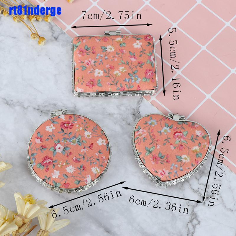 [Hàng mới về] Gương trang điểm dạng gập hai mặt mini bỏ túi thiết kế vỏ in họa tiết hoa phong cách vintage