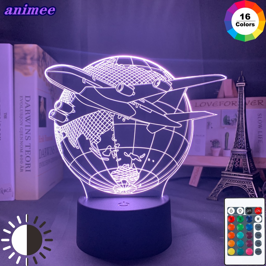 Máy Bay Đèn Led 3d Cảm Ứng Chạm Chạy Bằng Pin Dùng Trang Trí Phòng Ngủ Cho Bé