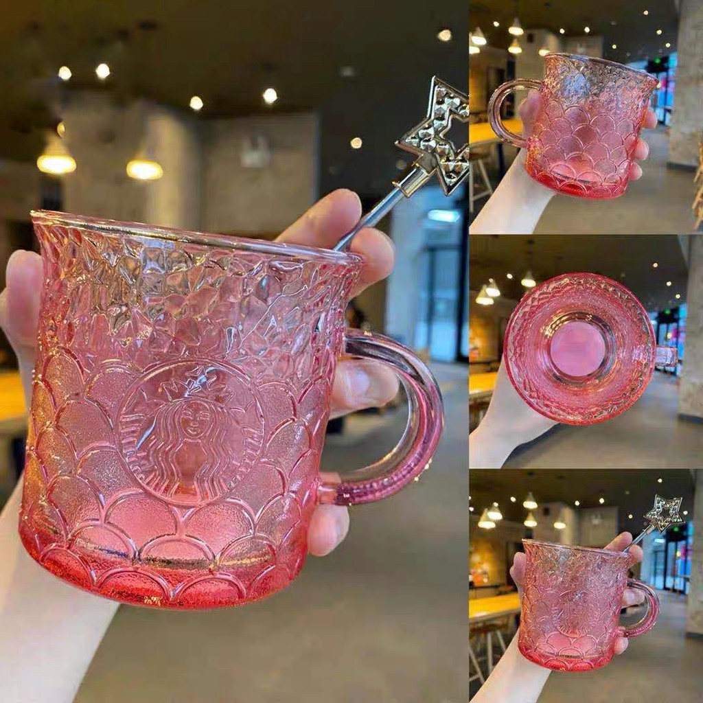Ly cốc thủy tinh STARBUCKS Mermaid Hồng Dung tích 355ml