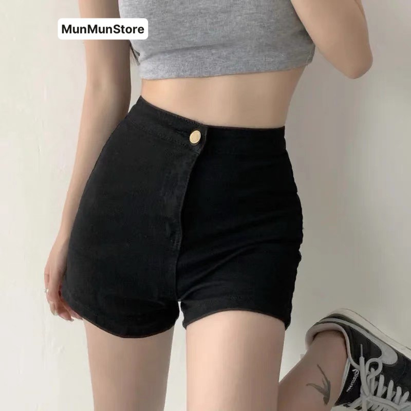 [𝗛𝗶̀𝗻𝗵 𝗧𝗵𝗮̣̂𝘁]Quần short  nữ lưng cao munmunstore  quần đùi chất kaki jean co giãn mềm mại 100