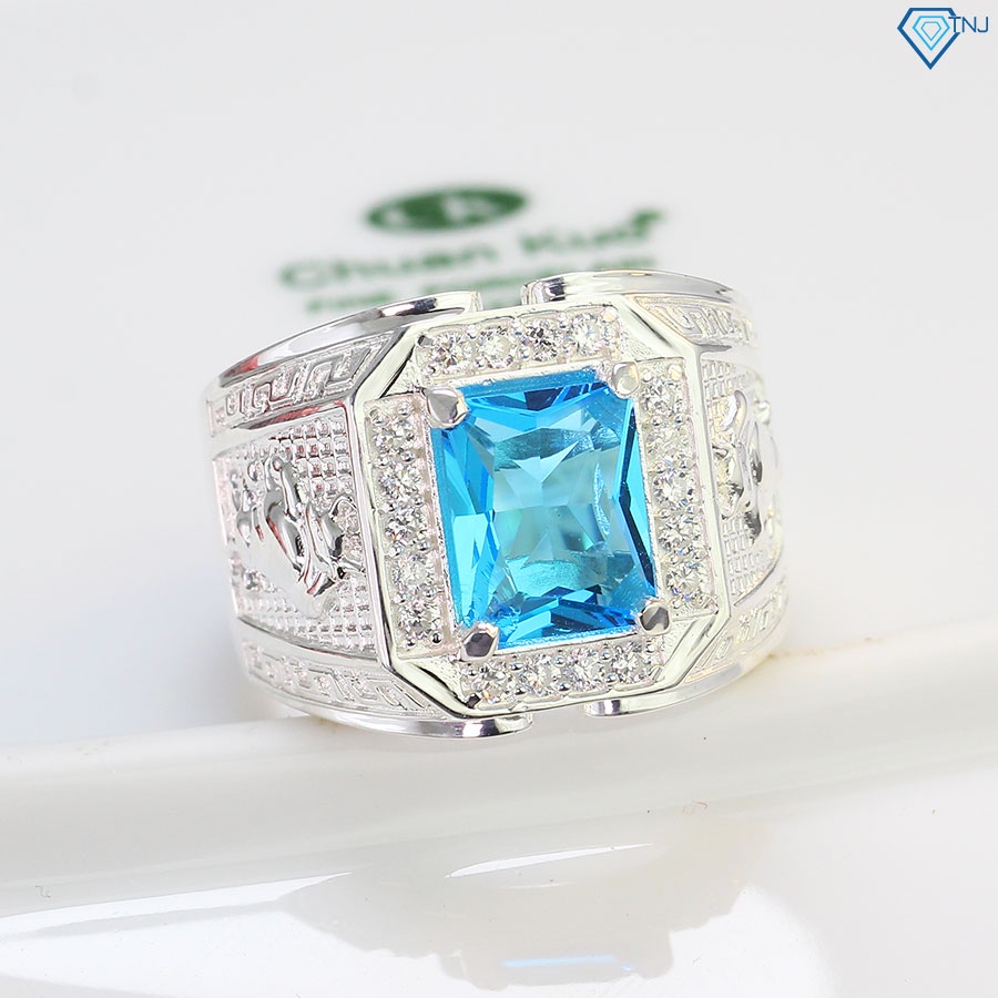 Nhẫn nam bạc đính đá tuổi sửu hình con trâu NNA0292 - Trang sức TNJ