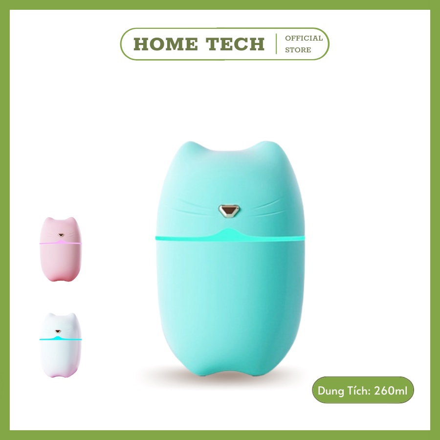 Máy Phun Sương Tạo Ẩm Khuếch Tán Tinh Dầu Mini Hình Mèo 260ml: Phun Tinh Dầu Toả Hương Thơm Cho Phòng Ngủ, Phòng Khách