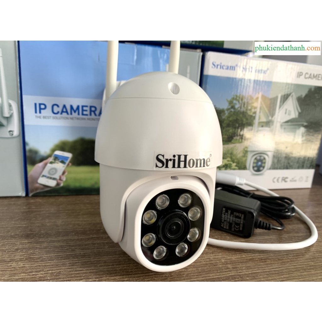 Camera IP Wifi ngoài trời PTZ SriHome SP028 2.0MP FullHD 1080P, Xoay 355 độ, chống nước IP66 (Trắng) HÀNG CHÍNH HÃNG