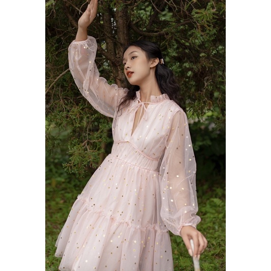 Đầm Dự Tiệc Dạ Hội Đi Chơi Glady Dress Bigsize  Thiết Kế Tulle Chấm Sao 2 Tầng Khoét Ngực Caocaobycaochen Có Bigsize