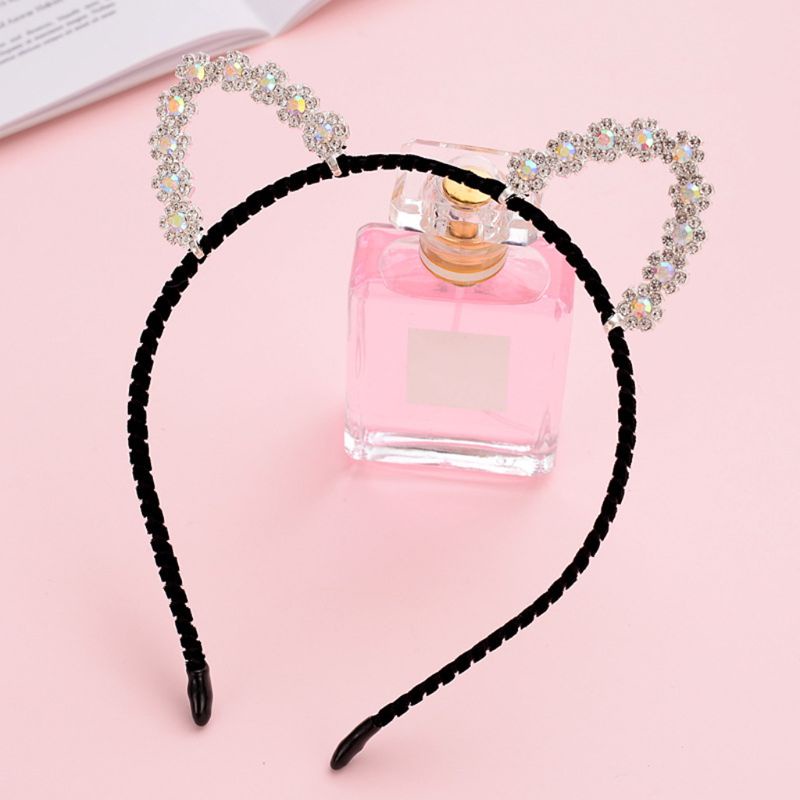 Băng Đô Cài Tóc Hình Tai Mèo Đính Đá Dễ Thương Cho Nữ