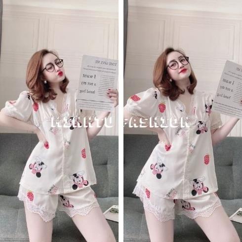 Đồ Bộ Nữ, Đồ Ngủ Mặc Nhà Nữ Áo Tay Ngắn Quần Cộc Phối Ren Trang Trí Chất Lụa Satin Mềm Mịn, Lạ Mắt Sang Chảnh. | BigBuy360 - bigbuy360.vn