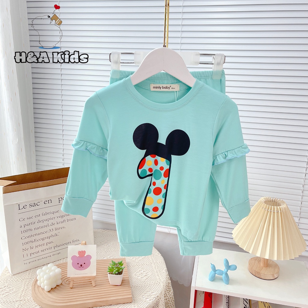 [Bé 19-32kg] Bộ dài tay thun lạnh in hình cô gái Minky Mom mềm mịn mát cho bé gái từ 19-32kg - HÀNG LOẠI 1