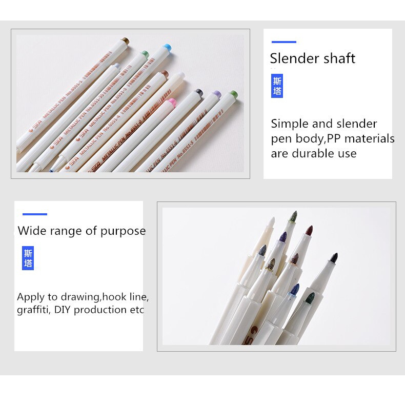 Bút đánh dấu ANGEL MARK STA kim loại ngòi mềm dùng cho chữ ký học vẽ tranh graffiti/ làm đồ thủ công 10 màu sắc