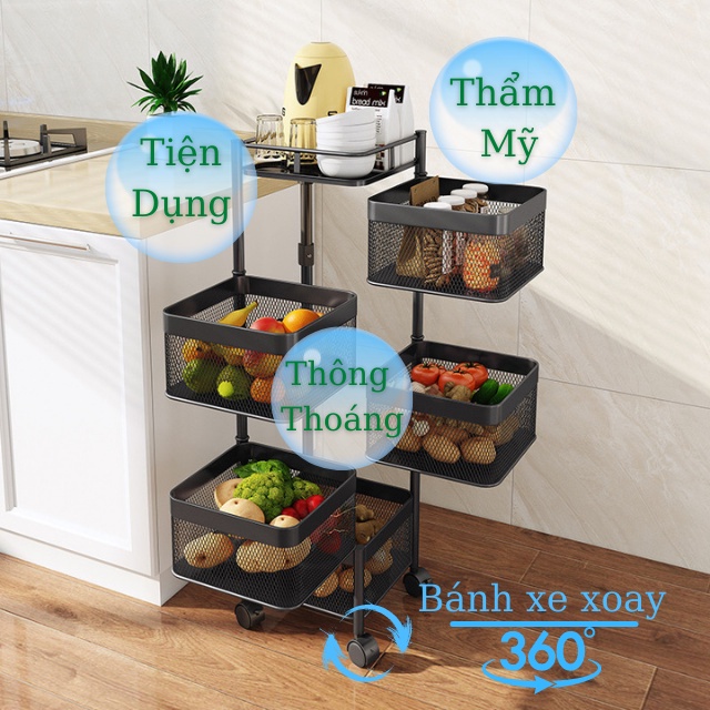 [ TẶNG BÁNH XE] Kệ tròn, vuông đa năng - Kệ đựng đồ nhà tắm, phòng khách, nhà bếp - Phù hợp mọi không gian