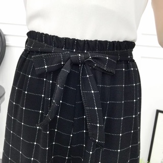 Quần Culottes nữ thắt nơ eo kẻ sọc chấm bi