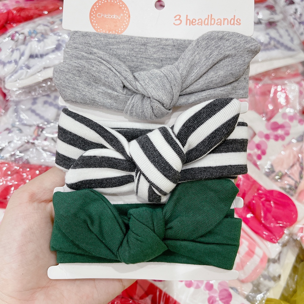 Sét 3 Chiếc Turban Nơ Siêu Xinh Cho Bé gái (0-2y)