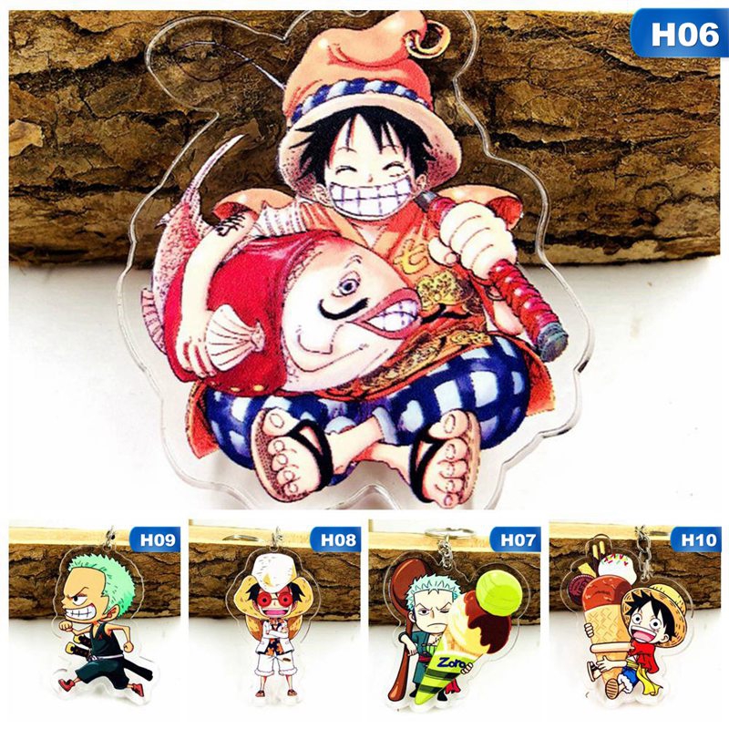 Móc khóa acrylic hai mặt hình hoạt hình One Piece xinh xắn